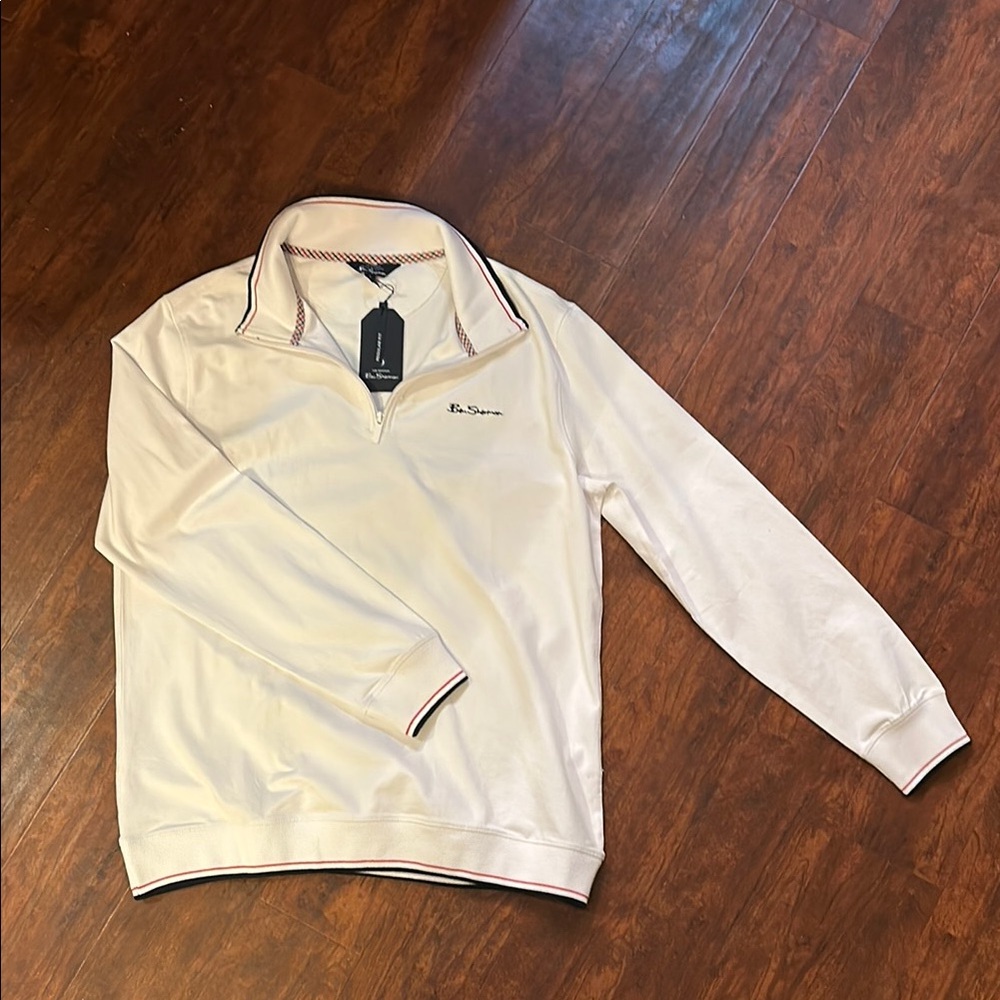 Ben Sherman White Long Sleeve Polo